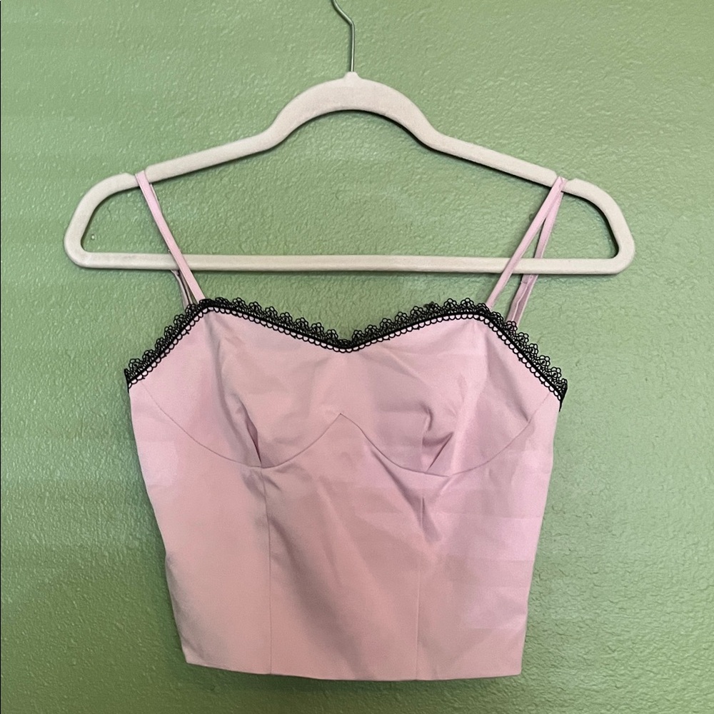 Chic Pink Lace-Trimmed Camisole
